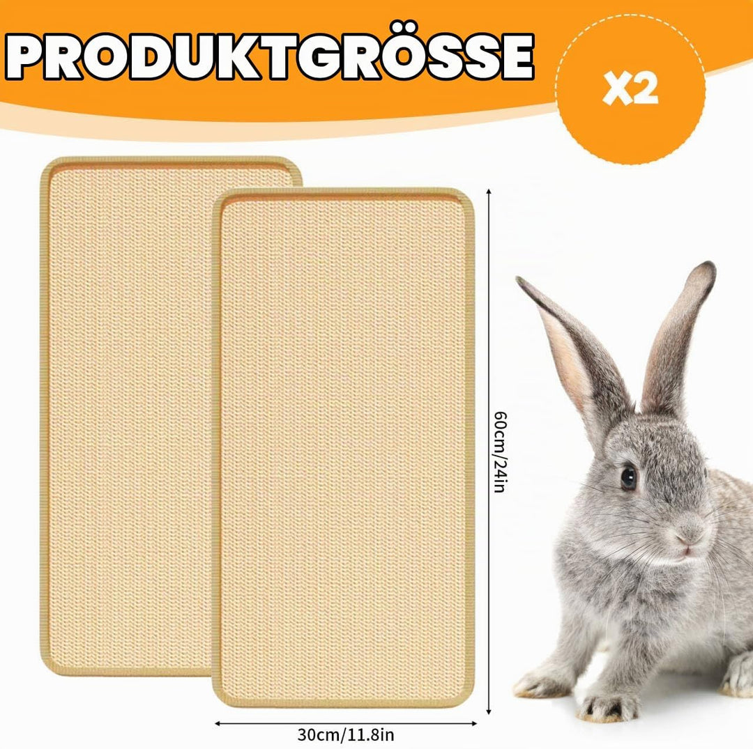 Kratzmatte für Kaninchen, 2 Stück 30×60cm Kratzmatte Kaninchen Kratzteppich Katze Kratzbrett Wand Ha
