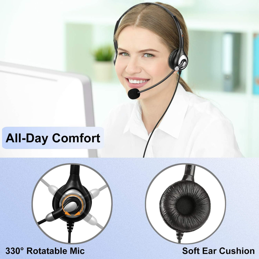 Wantek USB Headset mit Mikrofon für PC Laptop, Computer Headsets mit Mikrofon Noise Cancelling, Busi