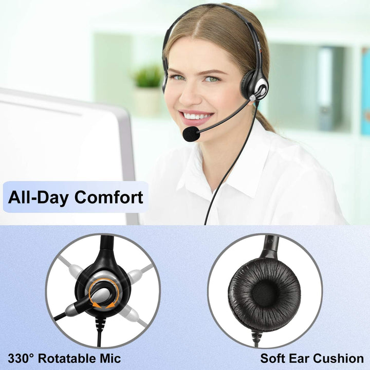Wantek USB Headset mit Mikrofon für PC Laptop, Computer Headsets mit Mikrofon Noise Cancelling, Busi