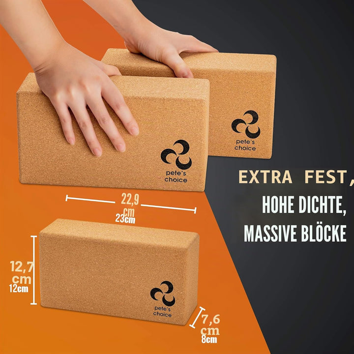 Yoga Rad Holz und Yoga Blocks aus Kork mit Zusätzlichem eBook und Yoga Gurt. Extra Feste, Massive Yo