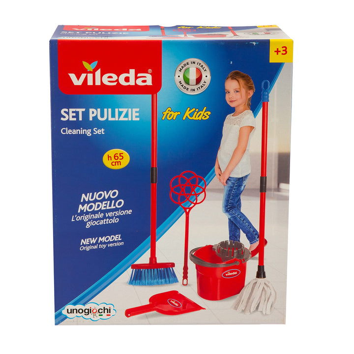 Grandi Giochi - Reinigungsset Vileda for Kids, die Originalversion Spielzeug mit Besen, Schaufel, Sc