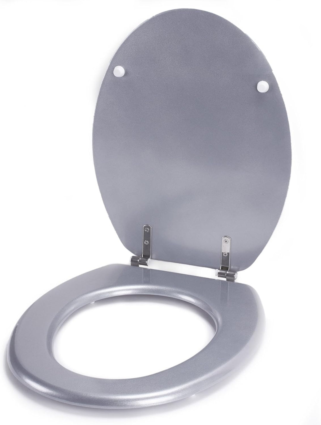MSV WC-Sitz aus MDF/Edelstahl in Silbergrau, 30 x 20 x 15 cm, Argent, 42.5 x 36.5 x 1.6 cm, Argent