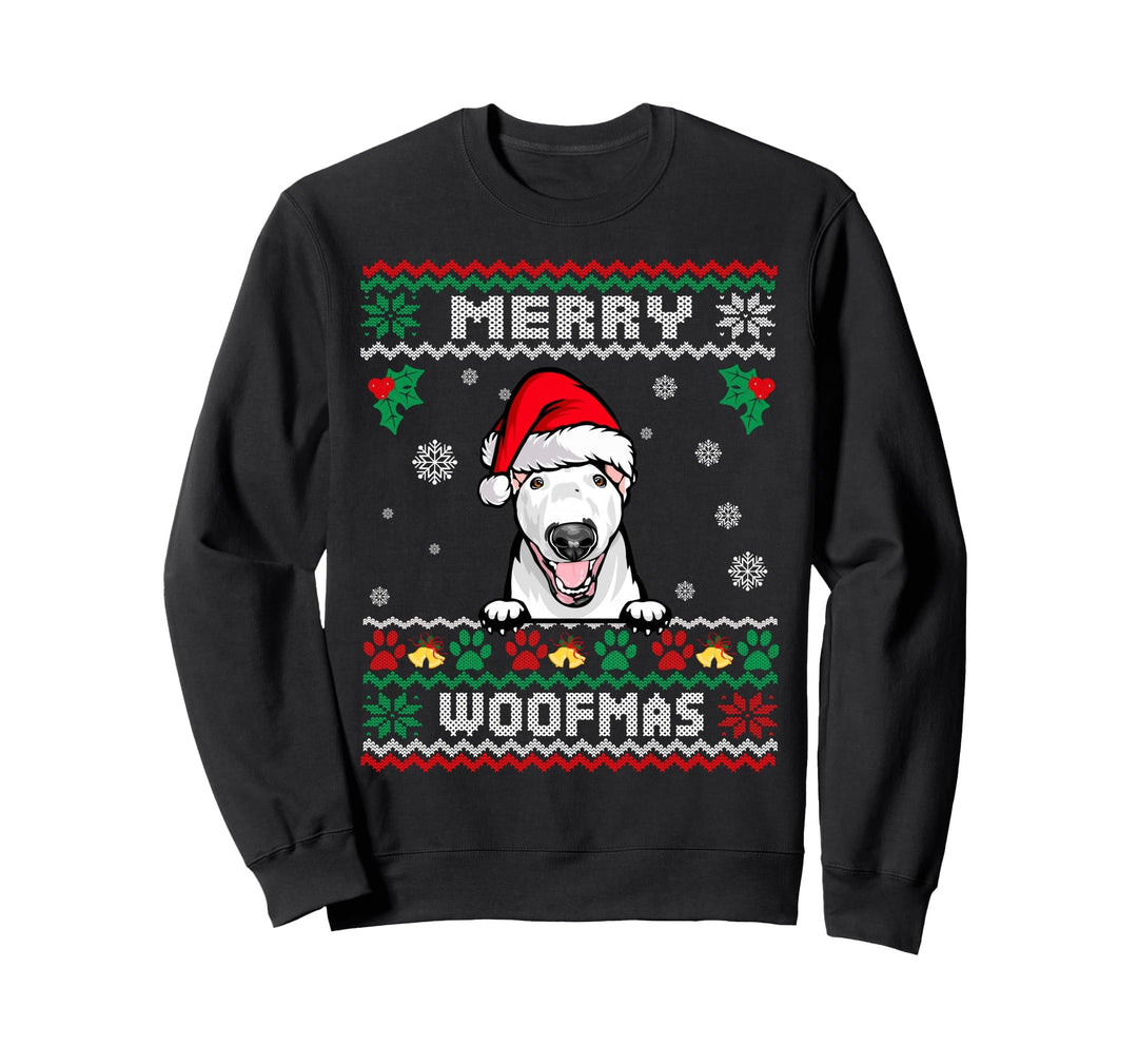 Frohe Weihnachten Woofmas Bullterrier Hund Funny Ugly Xmas Sweatshirt