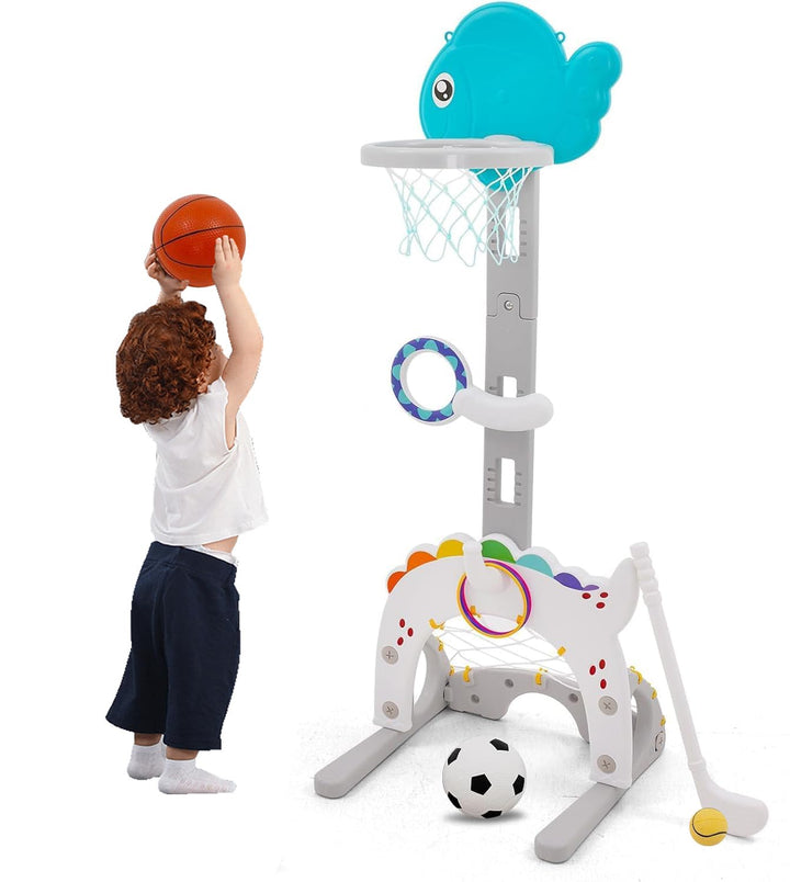 5IN1 Basketballkorb Kinder Höhenverstellbar 95-135cm, Basketball Korb Outdoor&amp;Indoor Kinder.Spielzeu