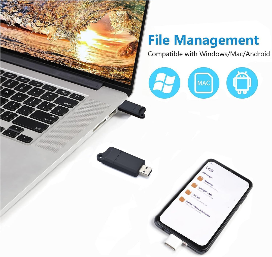USB Digitaler Voice Recorder 64GB Mini Aufnahmegerä Geräuschaktivierte Aufnahmegerät Diktiergeräte m