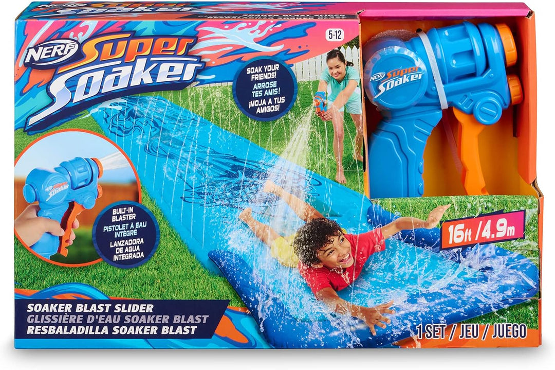 NERF Super Soaker Blast Wasserrutsche - Die ultimative 4,6 m Outdoor-Rutsche für Kinder - Inklusive