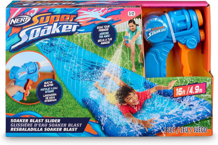 NERF Super Soaker Blast Wasserrutsche - Die ultimative 4,6 m Outdoor-Rutsche für Kinder - Inklusive