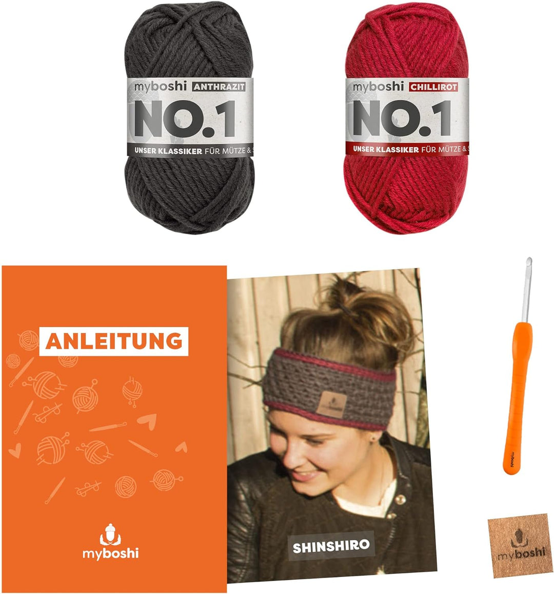 myboshi Häkelset Stirnband Shinshiro, inkl. No.1 Wolle, Nadel und Anleitung, für Mützen und Stirnbän