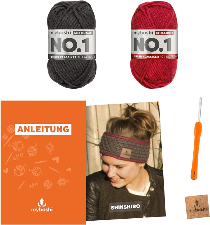 myboshi Häkelset Stirnband Shinshiro, inkl. No.1 Wolle, Nadel und Anleitung, für Mützen und Stirnbän