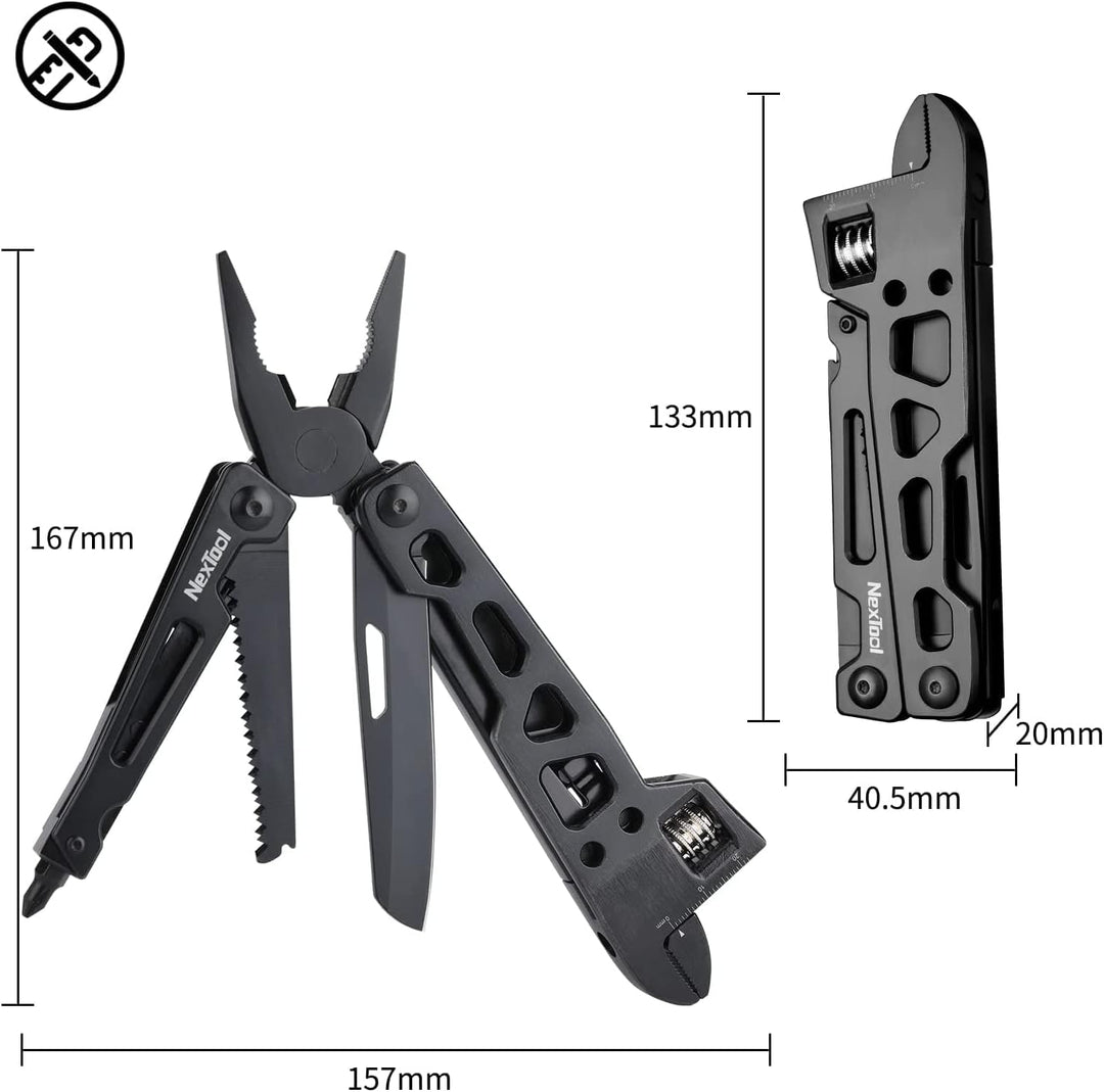 Multitool Werkzeug, NexTool 9-IN-1 Präzise Skala Schraubenschlüssel Zange Messer Holzsäge 2 Schraube