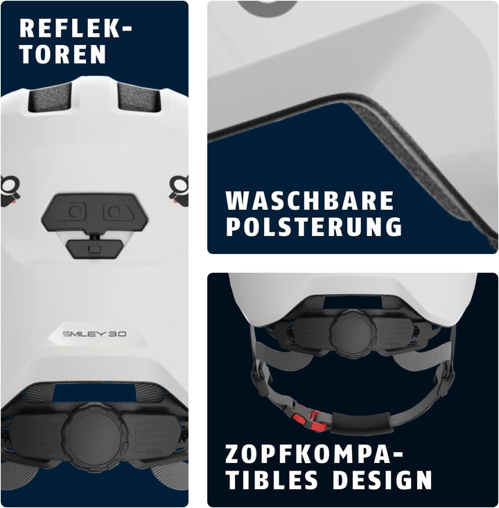 ABUS Kinderhelm Smiley 3.0 - Fahrradhelm mit tiefer Passform, kindergerechten Designs & Platz für ei