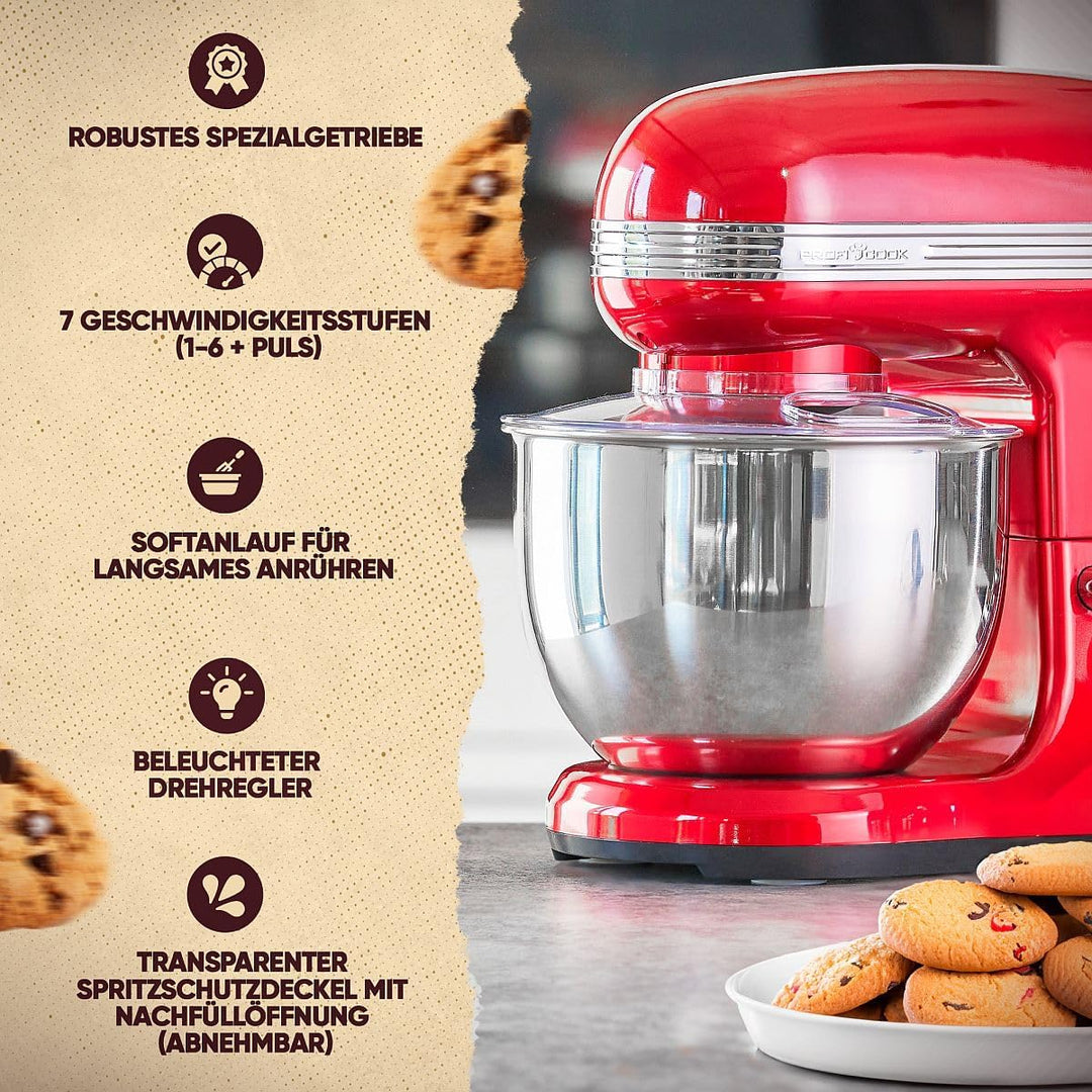 ProfiCook® Küchenmaschine zum backen | Knetmaschine 5L mit starkem 1200W Motor | Teigmaschine inkl.