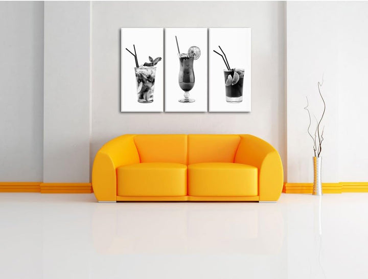Pixxprint fruchtig frische Cocktails als Leinwandbild/Grösse: 3 Teilig (120x80) cm/Wandbild/Kunstdru