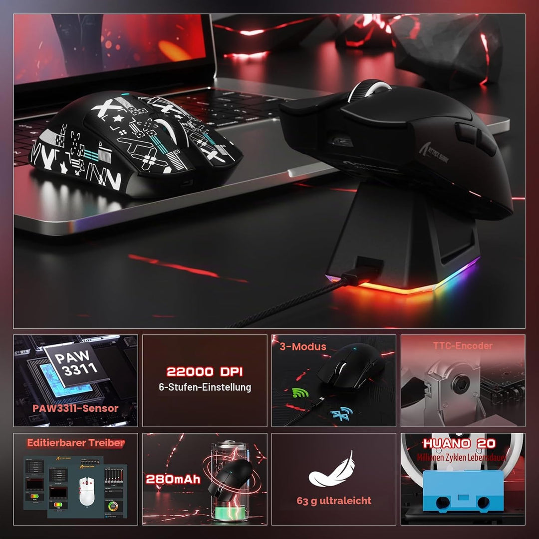 MAMBASNAKE × Attack Shark kabellose Tastatur und Maus mit magnetschaltern, 8-kHz-Rapid-Trigger-Tasta
