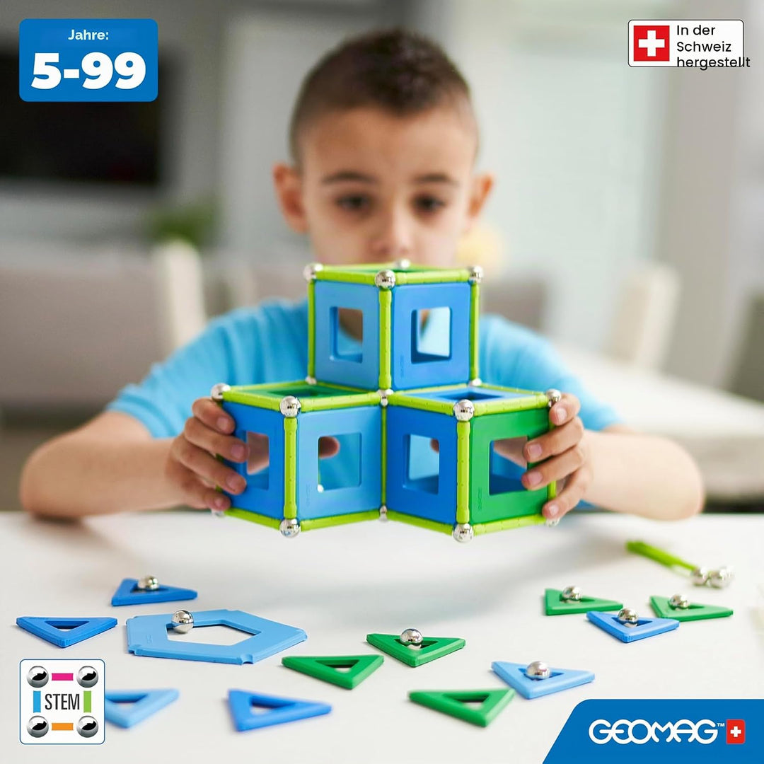 Geomag - Classic Panels 114 Pieces- Magnetic Construction for Children - Green Collection - 100 Perc