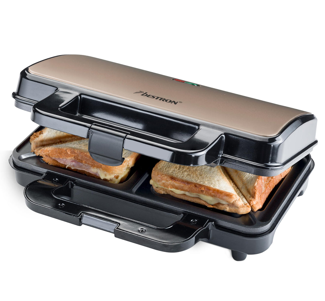 Bestron XL Sandwichmaker, Antihaftbeschichteter Sandwich-Toaster für 2 Sandwiches, inkl. automatisch