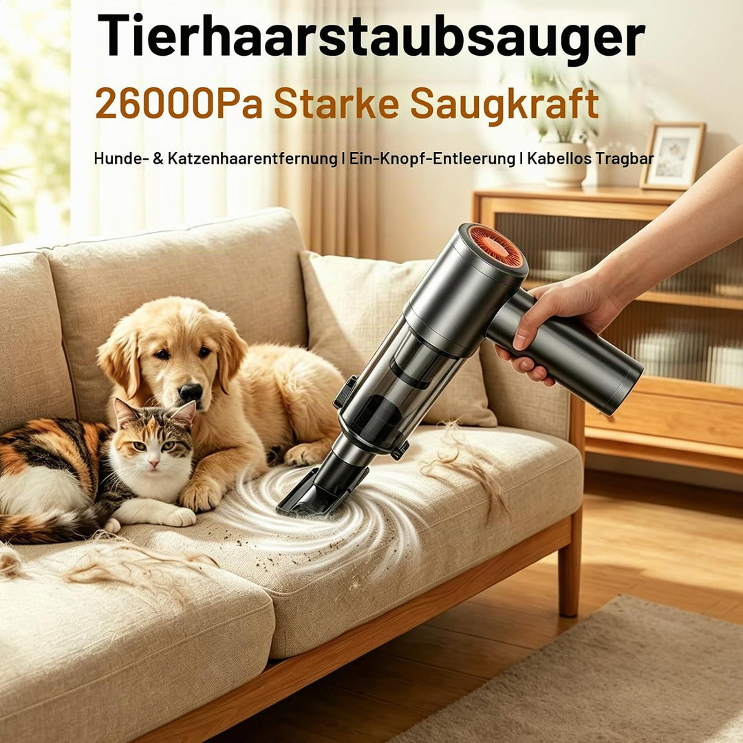 SCOVEE Handstaubsauger,Autostaubsauger,Tastatur-Staubsauger,26000Pa Starke Saugkraft mit 1-Knopf-Sel