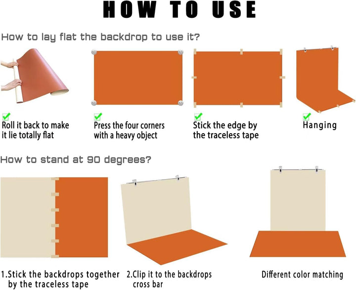 6PZ 12Patterns Doppelseitige Fotografie Hintergrund Papier Mit Ständer, Wasserdicht Wiederverwendbar
