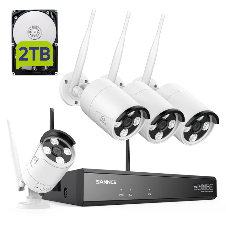 SANNCE Überwachungskamera Set mit Monitor 4CH 5MP NVR und 4x 3MP WiFi Kameras Aussen WLAN Überwachun