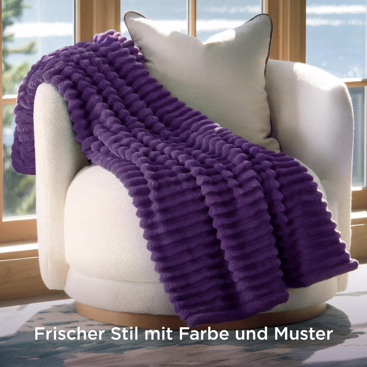 BEDSURE Kuscheldecke für Zimmer Deko - Wolldecke & Fleecedecke, Sofadecke, Weiche Warme Grobe Kordde