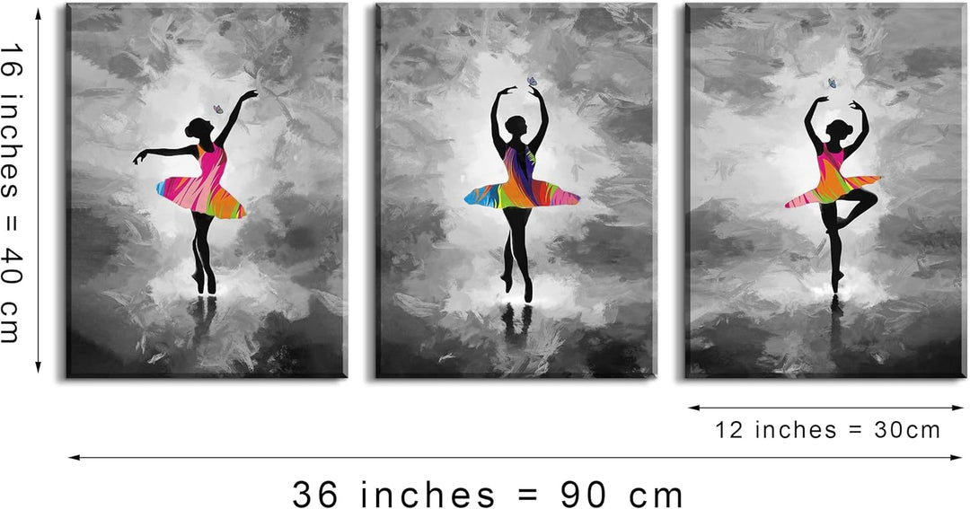 Piy Painting 3 Paneele HD Leinwand Bilder Elegante Balletttänzer Leinwanddruck, Dekorative Malerei,