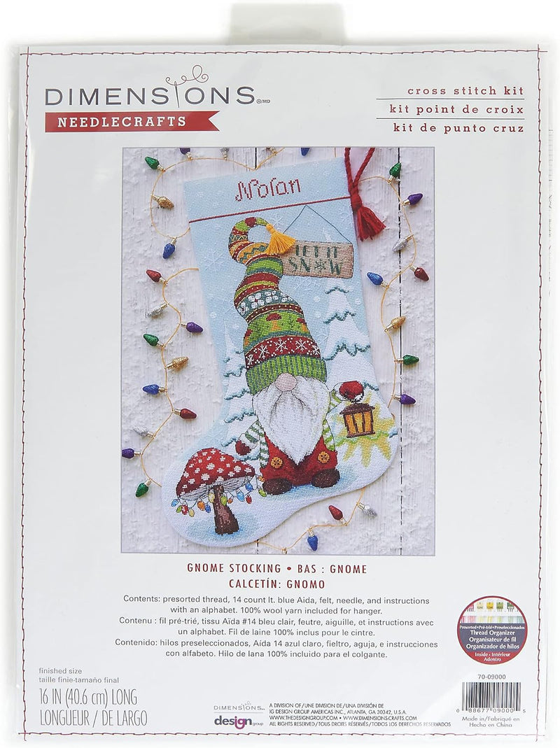 Dimensions Counted Cross Stitch Kit 16" Long-Gnome Stocking (14 Count)