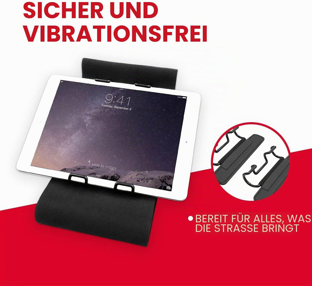 Macally STRAPMOUNT, Kopfstützenhalterung mit verstellbarem Gurt für fast alle Kopfstützen, für iPad