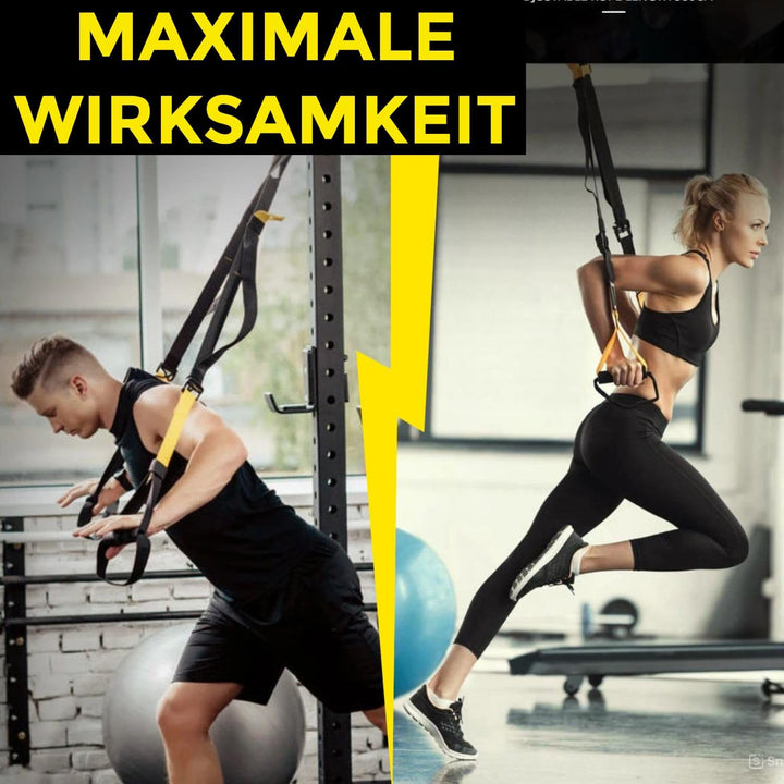 Komplett Set für Suspensionstraining mit schlingentrainer für zuhause (inkl. deckenhalterung), bauch