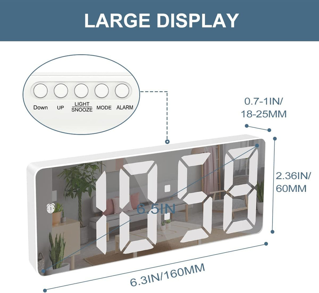 New Version Digitale Wecker, LED-Uhr, elektronische Tischuhr mit Temperaturanzeige, Reisewecker, ein