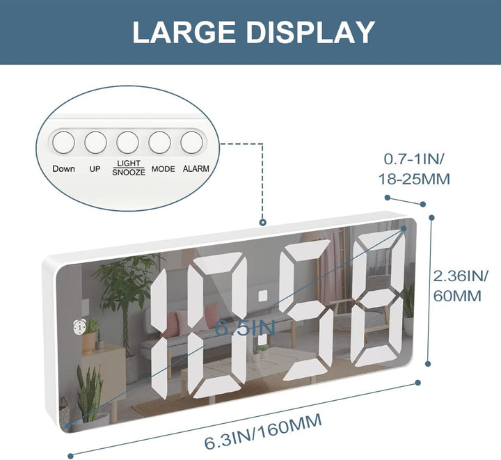 New Version Digitale Wecker, LED-Uhr, elektronische Tischuhr mit Temperaturanzeige, Reisewecker, ein