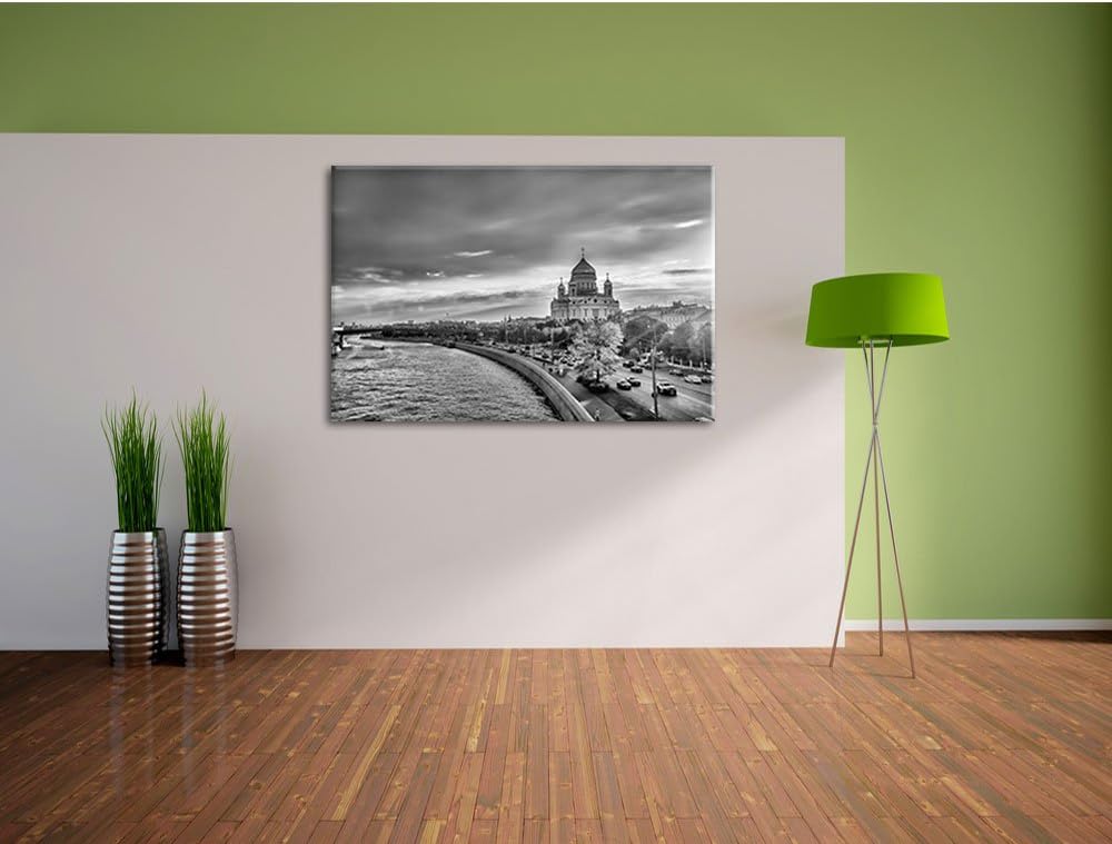 Pixxprint Sonnenuntergang in Moskau als Leinwandbild | Grösse: 100x70 | Wandbild| Kunstdruck | ferti