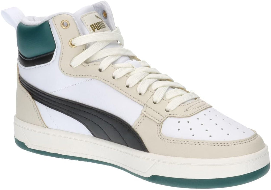 PUMA Unisex Kinder Caven 2.0 Mid Jr Sneaker 37.5 EU Puma White Puma Black Alpine Snow Malachite Gold