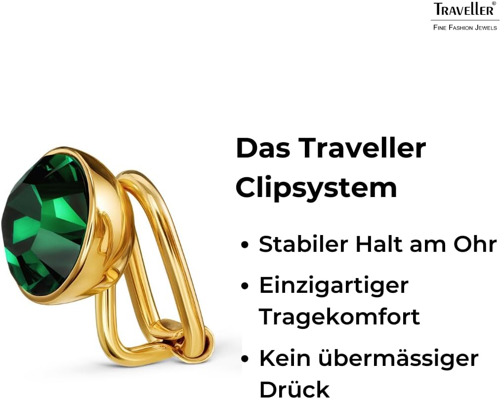 Traveller Ohrclip - Damen - Kristall Grün, Grün