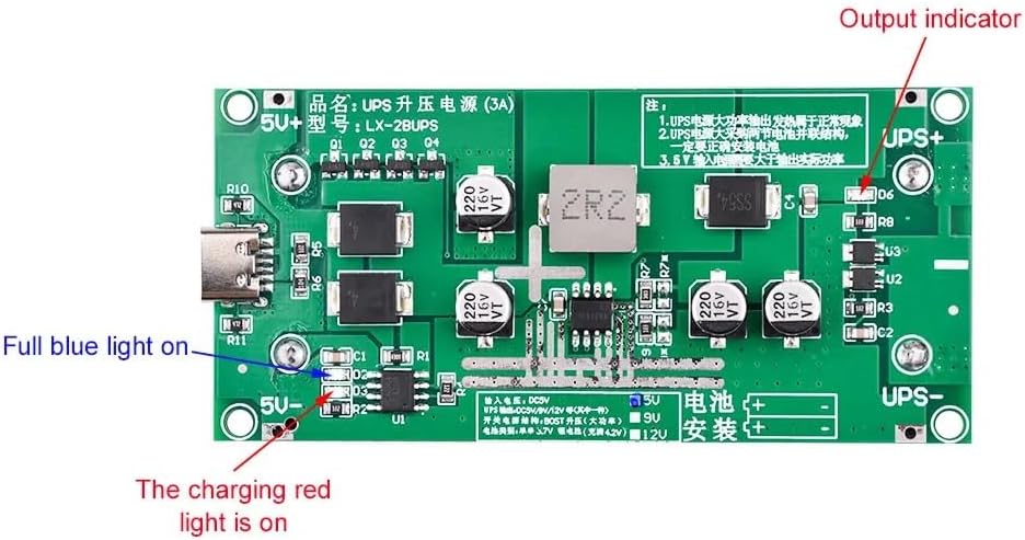 1 Stück 5V 3A 18650 USV unterbrechungsfreie Stromversorgung Type-C -USB-Lithium-Batterieladegerät