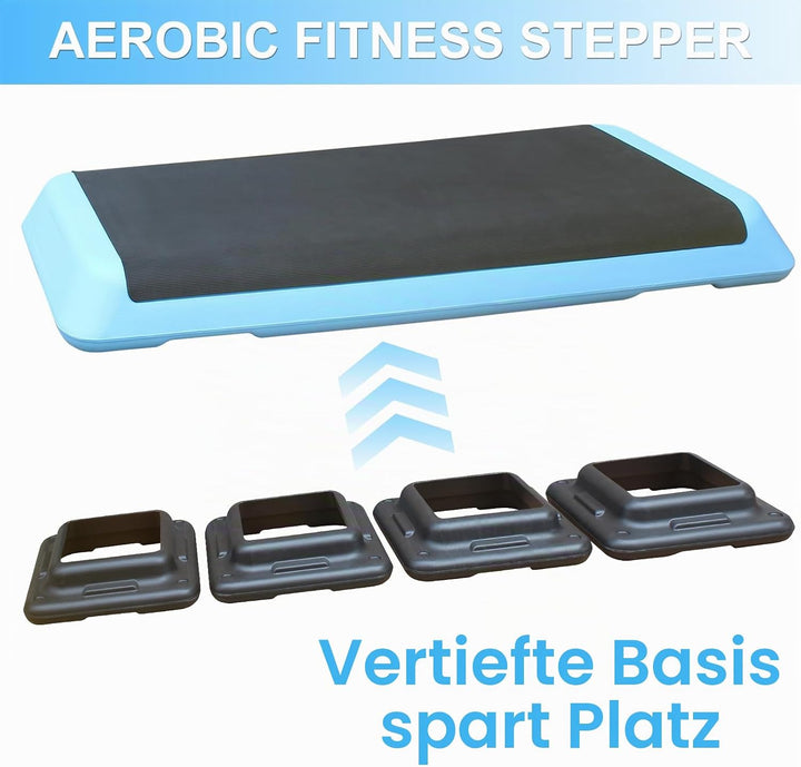 Aerobic Stepper 3-fach Höhenverstellbar Steppbrett 10/15/20 cm, Stepbench für zuhause bis 200 kg, Ru
