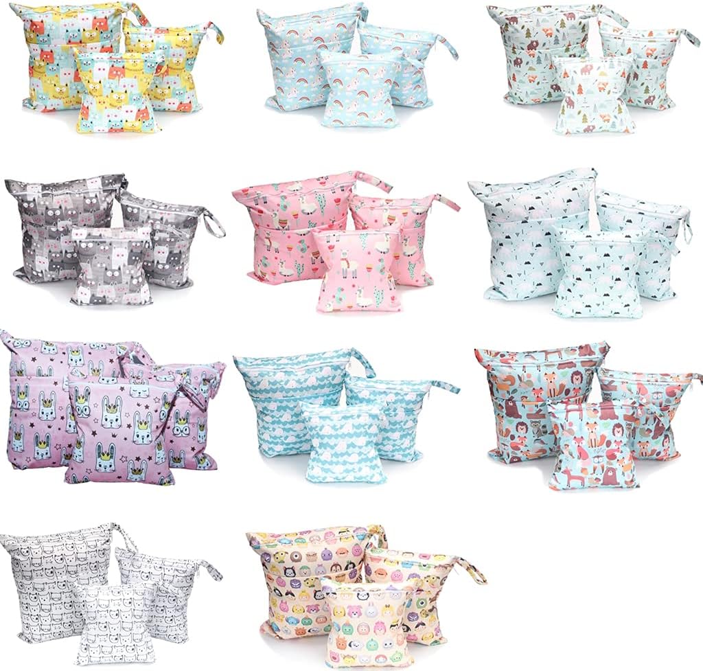 3 Stück/Set Windeltasche mit wiederverwendbar Stoff Wetbag Nasstaschen Organiser Beutel für Babys Wi