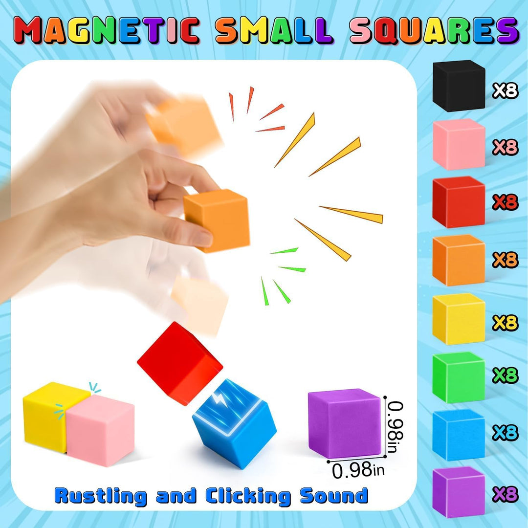 AQXONG 64Pcs Magnetische Bausteine Spielzeug, Magnetisches Bauspielzeug, Puzzle Baustein Spielzeug,
