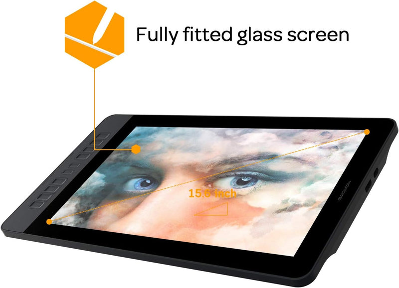 GAOMON PD1561 Stift-Display 15,6 Zoll IPS HD Monitor mit 10 Tasten, Ideal für Home-Office & E-Learni