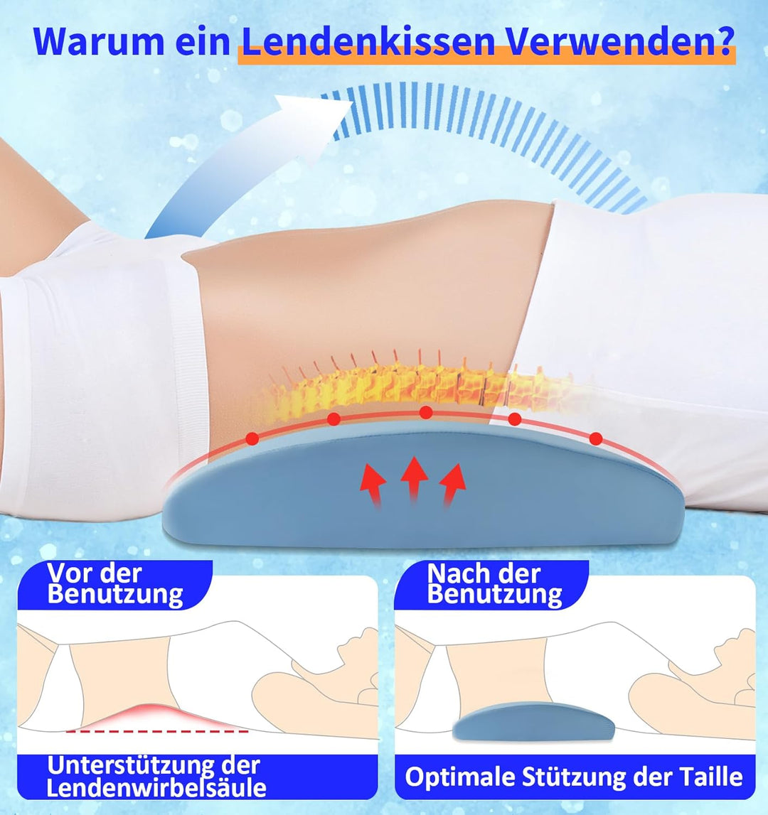 Orthopädisches Lendenkissen Ergonomische Rücken- &amp; Lordosenstütze aus Memory-Schaum für Bett &amp; Sofa