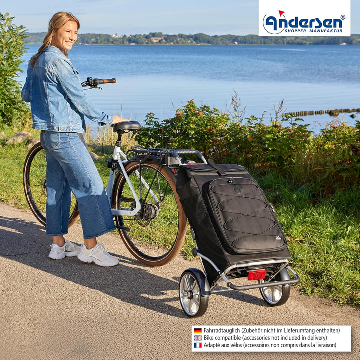 ANDERSEN Einkaufstrolley - Royal Sh. Plus Fado 3.0 schwarz | Fahrradanhänger, Kugellagerräder, aus A
