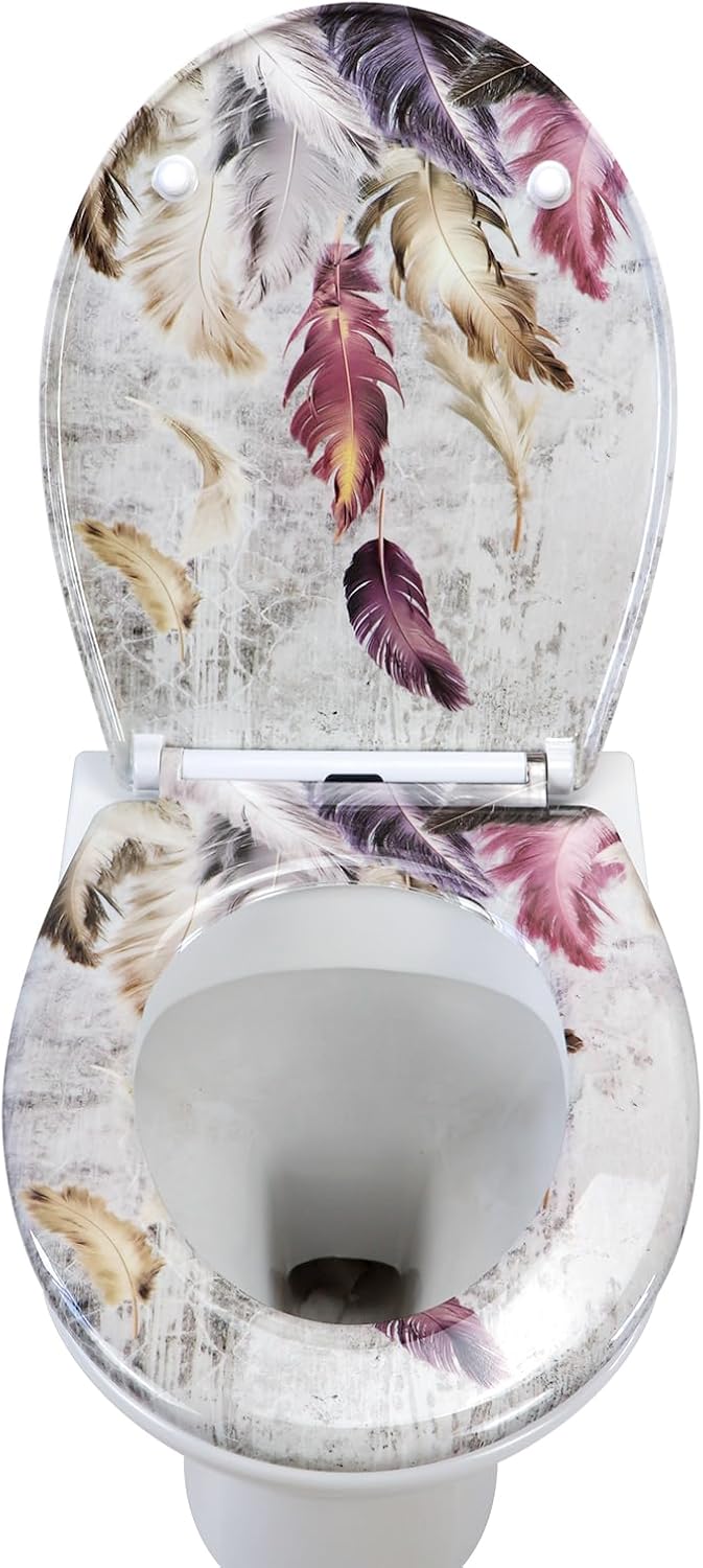 WC Sitz mit Absenkautomatik, Toilettendeckel Duroplast, Klodeckel mit Schnellverschluss, Montage von