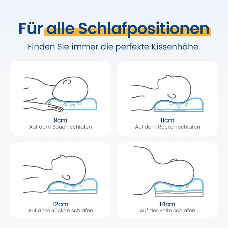 Newentor® Ergonomisches Nackenstützkissen, Höhenverstellbares Memory Foam Kissen, Orthopädisches Kis