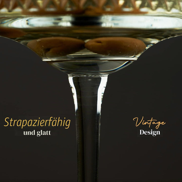Vintage Coupé Gläser, 2er Set (8,8 oz/260 ml), Champagner, Wein, Martini, Cocktailgläser, Longdrinkg