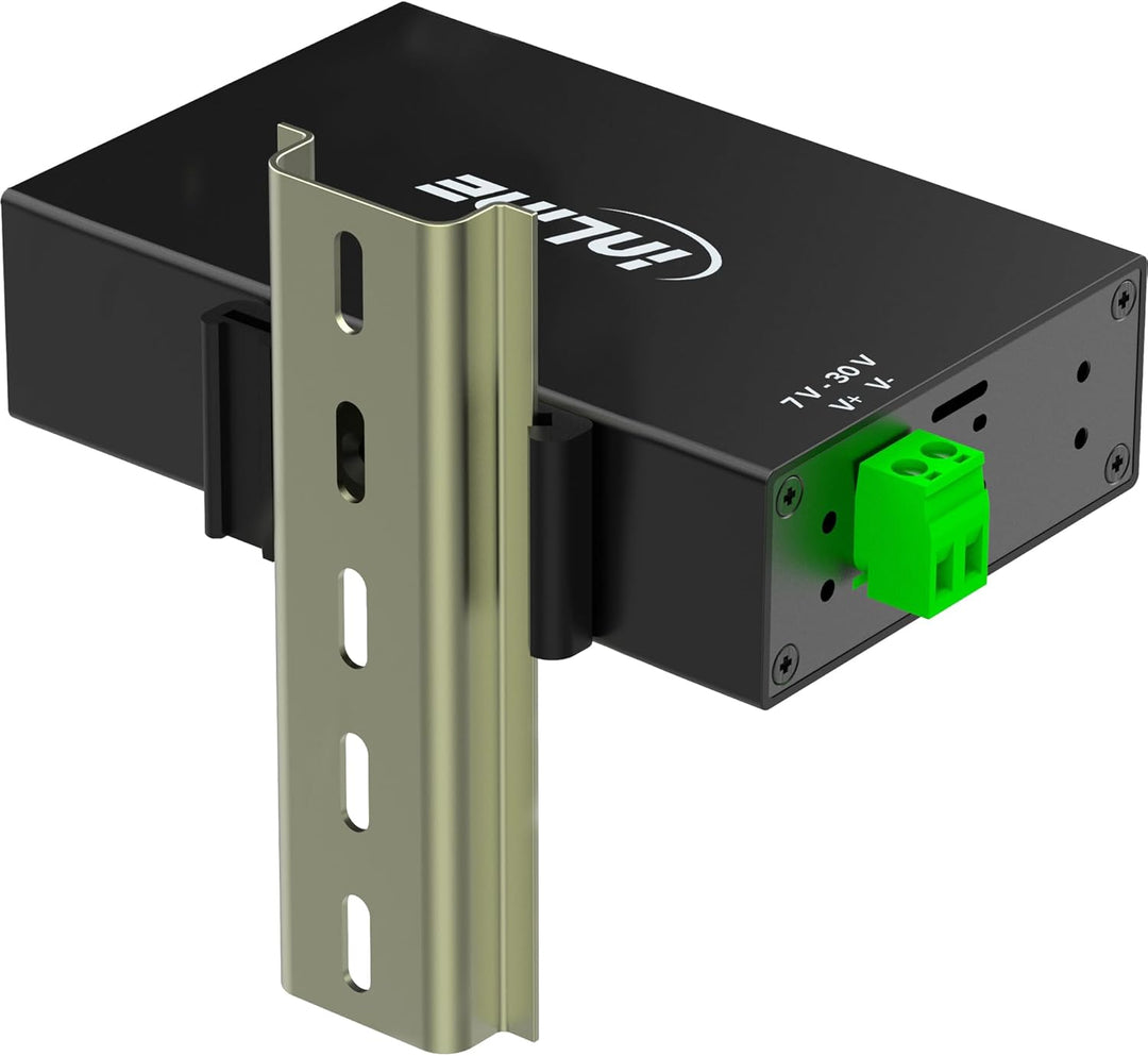 Inline USB 3.2 Gen.1 Industrie-Hub mit 4 Ports, Aluminiumgehäuse, DIN-Schienen-Montage, aktiver USB-