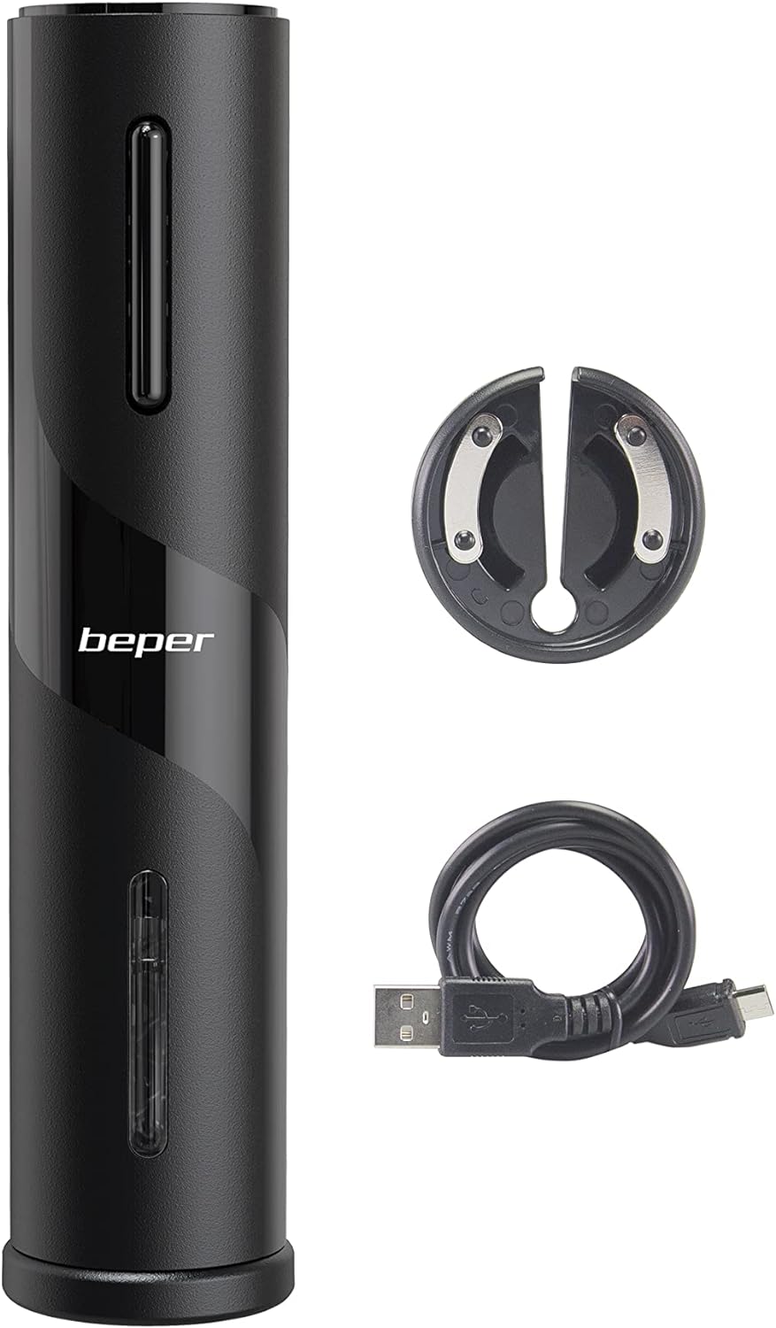 BEPER P102ACP100 -Korkenzieher Wein Elektrisch mit Weinflaschenschneider - Wiederaufladbarer Elektri
