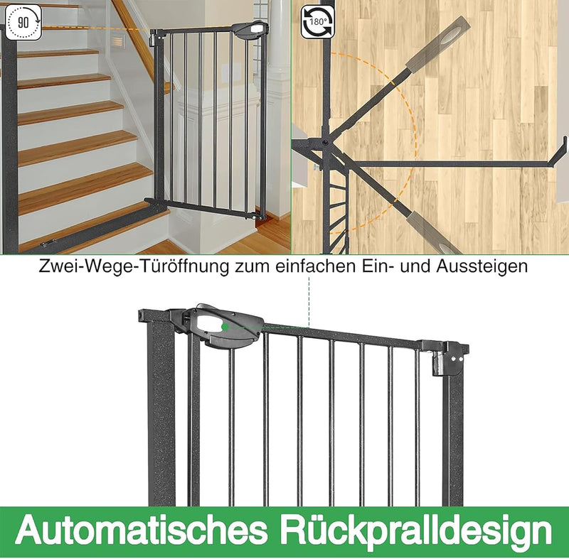 Aufun Treppenschutzgitter Kinder 180° Zwei-Wege-Öffnungsgitter, 95-105cm breit Türschutzgitter ohne