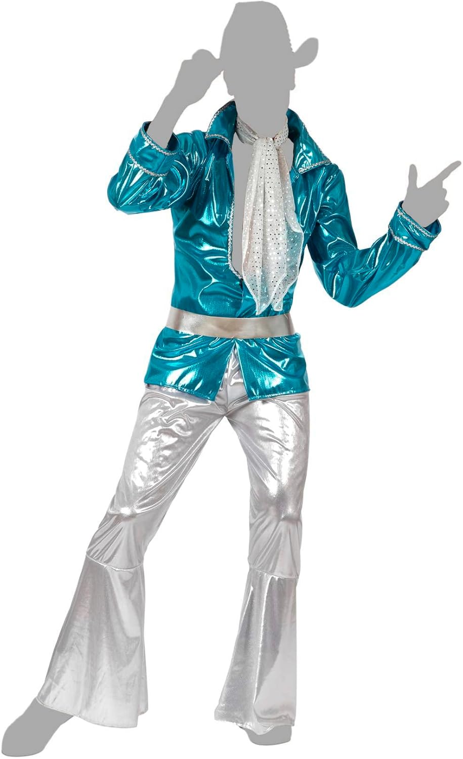Atosa Blaues Disco-Kostüm für Herren, Erwachsene, XS-S