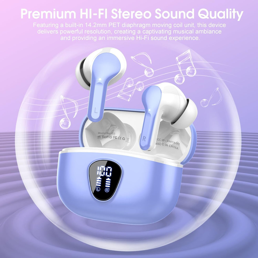 Bluetooth Kopfhörer, Kopfhörer Kabellos Bluetooth 5.4 In Ear, 4 ENC Noise Cancelling Mic Ohrhörer, H