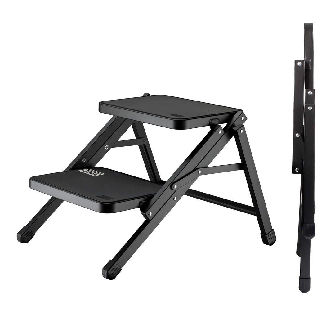 Wiltec Camping Doppeltrittstufe bis 200 kg, 2 Stufen Tritt aus Stahl, Trittleiter für Camping, Outdo