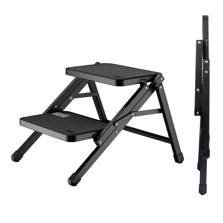 Wiltec Camping Doppeltrittstufe bis 200 kg, 2 Stufen Tritt aus Stahl, Trittleiter für Camping, Outdo